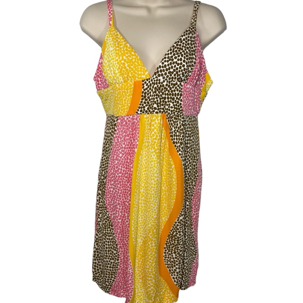 Trina Turk polka dot slip dress sz 8 multi color midi - Picture 1 of 10